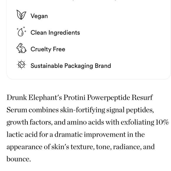 Drunk Elephant Protini Peptide Resurfacing Serum Travel Size 🐘💧 NEW - Picture 4 of 8